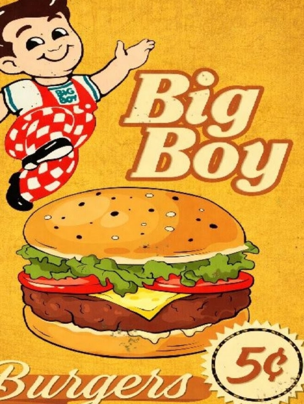 Big Boy Vintage Burger Metal Sign 8 By 10